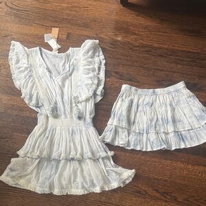 Surf Gypsy White and Blue Ruffled Dress Set
